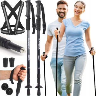 Kijki Nordic Walking Trekkingowe Anti-Shock 3Seg + Szelki Odblaskowe Alu