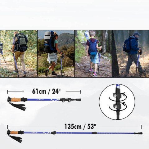 Kijki Trekkingowe Regulowane Aluminium 7075 Nordic Walking Korkowe Uchwyty