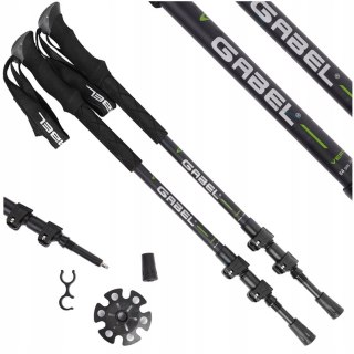 Lekkie Kije Trekkingowe Gabel Vertigo Lite F.L. Alu7050 3-Sekcje 65-141Cm
