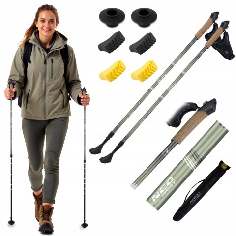 Profesjonalne Kijki Nordic Walking Regulowane 85-143 Cm Z Rękawiczkami
