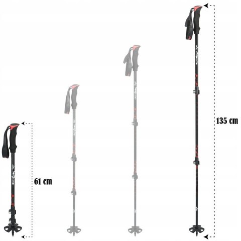 Składane Kije Trekkingowe Nordic Walking 2Szt Regulowane 61-135Cm Safe Lock