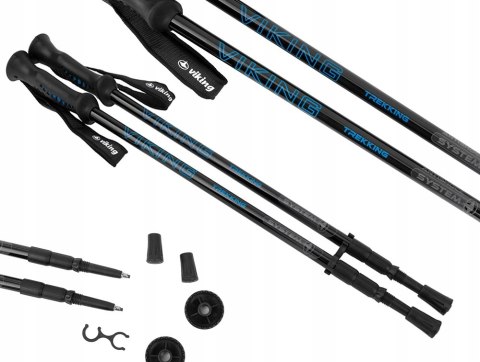 Viking Kalio Kije Trekkingowe Aluminiowe 3-Sekcjonalne Antishock 65-135Cm
