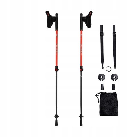 Kieki Nordic Walking Alpinus - Włókno Węglowe 2-Segm 85-135 Cm Czerwony
