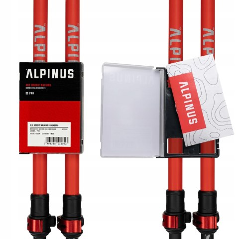 Kieki Nordic Walking Alpinus - Włókno Węglowe 2-Segm 85-135 Cm Czerwony