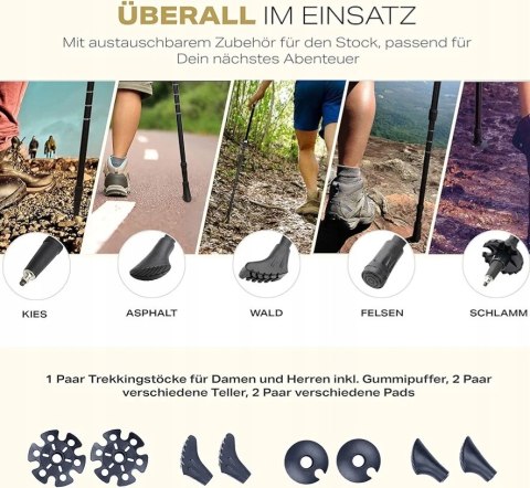 Kieki Trekkingowe Składane Teleskopowe, Regulowane, Ultra Lekka, Aluminiowe