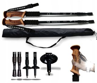 Kije Nordic Walking Aluminiowe 66-135Cm, Teleskopowe, Antishock, Odblaski