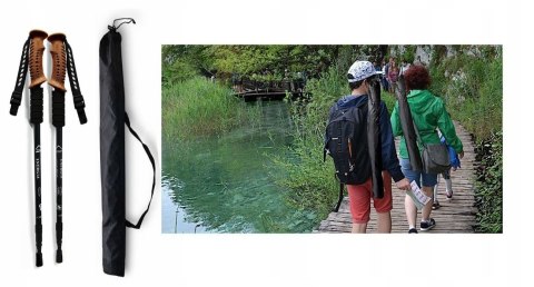 Kije Nordic Walking Aluminiowe 66-135Cm, Teleskopowe, Antishock, Odblaski