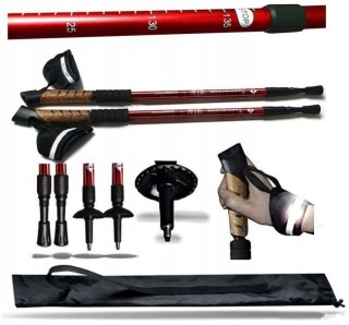Kije Nordic Walking Antishock 66-135Cm Czerwone Z Odbłyaskami Hornhill