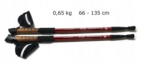 Kije Nordic Walking Antishock 66-135Cm Czerwone Z Odbłyaskami Hornhill