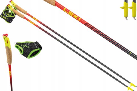 Kijki Biegowe Carbonowe 120 Cm Red-Yellow Leki, Ultra Lekkie I Wytrzymałe