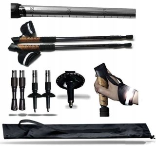 Kijki Nordic Walking Aluminiowe Antishock Z Odblaskami I Corkiem 135Cm