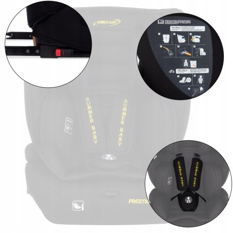Fotelik I-Size Summer Baby Prestige 76-150Cm Isofix R129 Przodem Szary