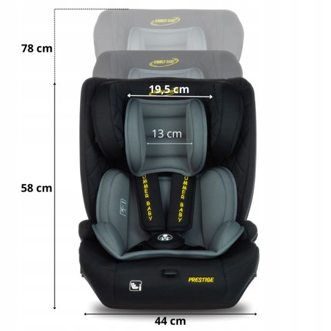 Fotelik I-Size Summer Baby Prestige 76-150Cm Isofix R129 Przodem Szary