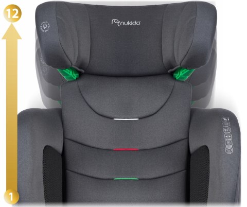 Fotelik Samochodowy Isofix I-Size 15-36Kg, 12-Poziomową Regulacją Dziecięcy