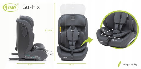 4Baby Go-Fix I-Size Fotelik 9-36 Kg Isofix, Regul. Zagłówek, Top Tether