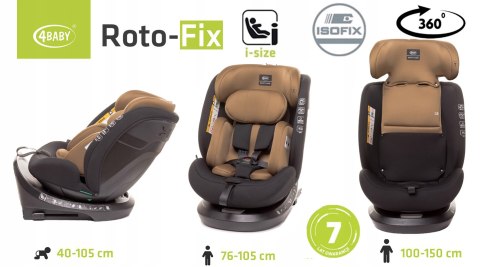 Fotelik 4Baby Roto-Fix 360° I-Size Isofix Top Tether Mokka 0-36 Kg