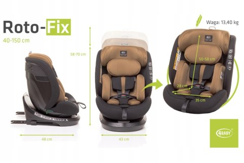 Fotelik 4Baby Roto-Fix 360° I-Size Isofix Top Tether Mokka 0-36 Kg