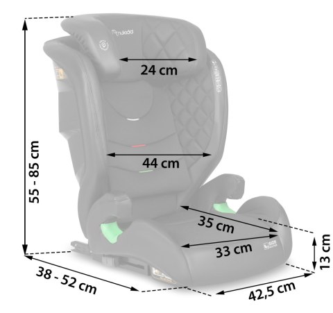 Fotelik Samochodowy 15-36 Kg Isofix I-Size Regulowany Nukido Louis Z Praną