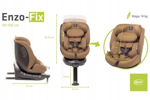 Fotelik Samochodowy 4Baby Enzo-Fix Mokka I-Size Isofix 360° 40-150 Cm