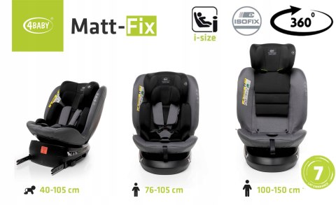 Fotelik Samochodowy 4Baby Matt-Fix 360° Isofix I-Size, 0-36Kg 40-150Cm