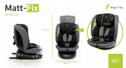 Fotelik Samochodowy 4Baby Matt-Fix 360° Isofix I-Size, 0-36Kg 40-150Cm