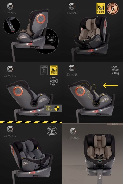Fotelik Samochodowy Cavoe Le Mans 360° Isofix Dla Dzieci 40-150 Cm