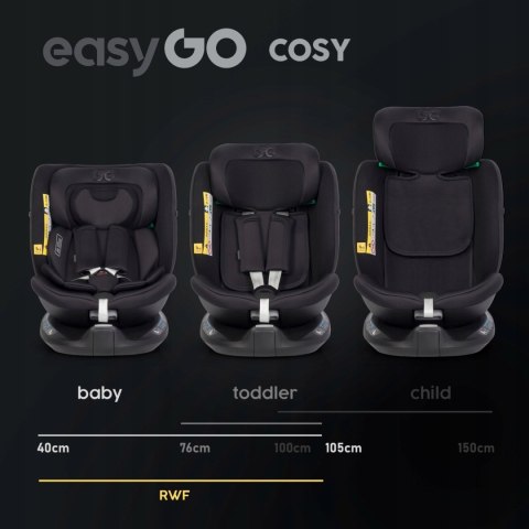 Fotelik Samochodowy Easygo Cosy Ink Isofix 360° 0-36Kg 8 Pozycji Top Tether