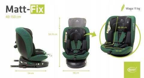 Fotelik Samochodowy 4Baby Matt-Fix I-Size Isofix 360° 0-36Kg Dark Green