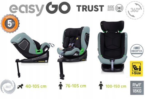 Fotelik Samochodowy Easygo Trust I-Size Isofix Obrotowa 360° 0-36Kg