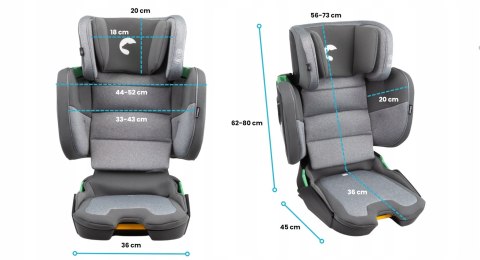 Fotelik Samochodowy Mane Szary Isofix I-Size 100-150 Cm Sip Składany Łatwy