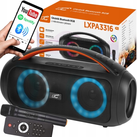 Bezprzewodowy Głośnik Bluetooth 2w1 60W z Funkcją Karaoke i Pilotem