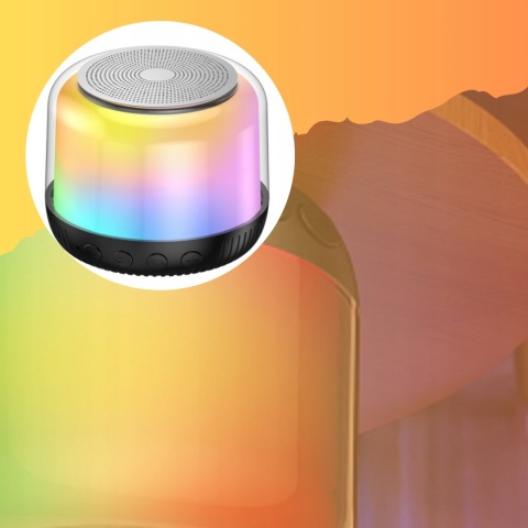 Przenośny Głośnik Bluetooth 5.1 Rgb 5W Okrągły Czarny Usb-C Kolorowe Ledy