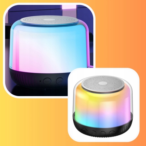 Przenośny Głośnik Bluetooth 5.1 Rgb 5W Okrągły Czarny Usb-C Kolorowe Ledy