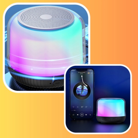 Przenośny Głośnik Bluetooth 5.1 Rgb 5W Okrągły Czarny Usb-C Kolorowe Ledy