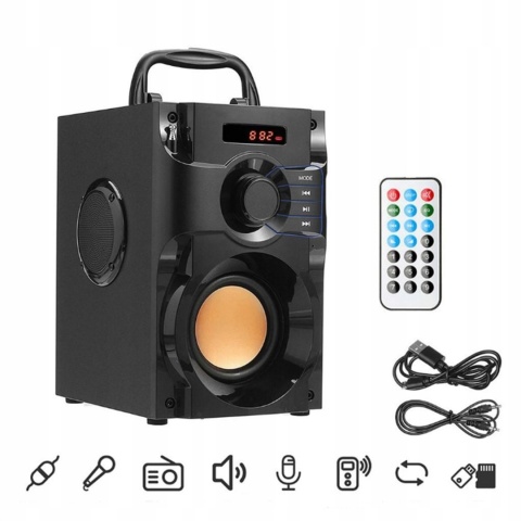 Głośnik Przenośny Boombox 10W Bluetooth Fm Usb Aux Mp3 Karaoke + Pilot