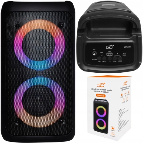 Duży Głośnik Bluetooth 10W z Mikrofonem, LED RGB, 4000mAh, FM, USB