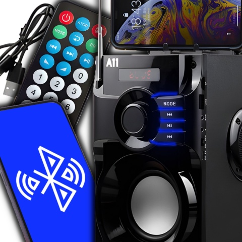 Głośnik Bluetooth 15W RMS, 700W PMPO, FM/USB/AUX, Czarny, Renew Force