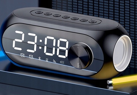 Głośnik Bluetooth 5.0 z funkcją zegara i radia LED - czarny ST-S8