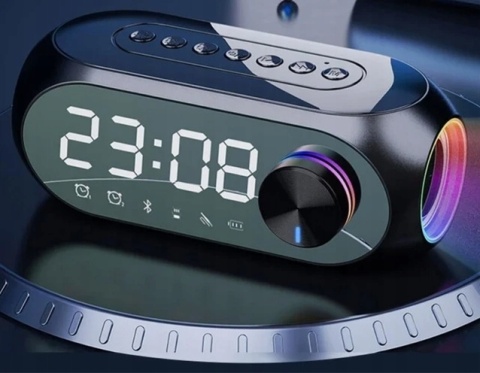 Głośnik Bluetooth 5.0 z funkcją zegara i radia LED - czarny ST-S8