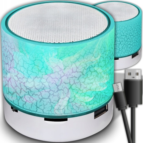 Głośnik Bluetooth LED 3W z odtwarzaczem MP3 i slotem microSD - Niebieski