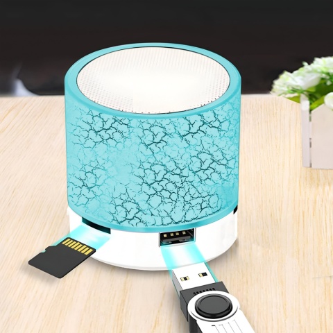 Głośnik Bluetooth LED 3W z odtwarzaczem MP3 i slotem microSD - Niebieski
