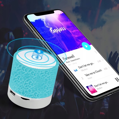Głośnik Bluetooth LED 3W z odtwarzaczem MP3 i slotem microSD - Niebieski