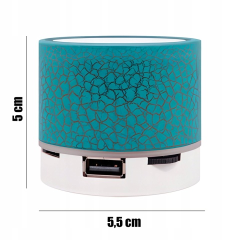 Głośnik Bluetooth LED 3W z odtwarzaczem MP3 i slotem microSD - Niebieski