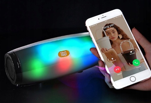 Głośnik Bluetooth RGB LED 10W Mobilny 2x5W USB FM Wodoszczelny Czarne