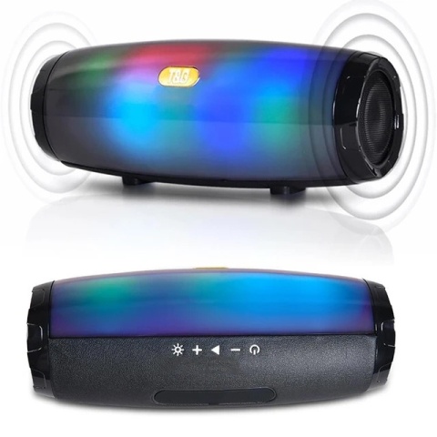 Głośnik Bluetooth RGB LED 10W Mobilny 2x5W USB FM Wodoszczelny Czarne