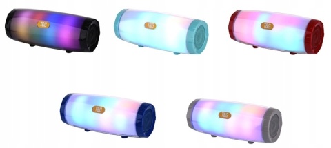 Głośnik Bluetooth RGB LED 10W Mobilny 2x5W USB FM Wodoszczelny Czarne