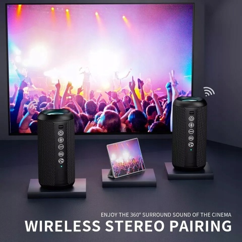 Głośnik Ortizan Bluetooth 24W IPX7 TWS 30h Powerbank LED RGB