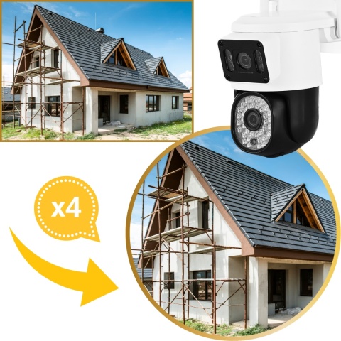 Kamera WiFi 8MP, podwójny obiektyw, obrotowa, IP66, zdalne sterowanie