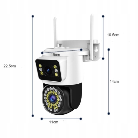 Kamera WiFi 8MP, podwójny obiektyw, obrotowa, IP66, zdalne sterowanie