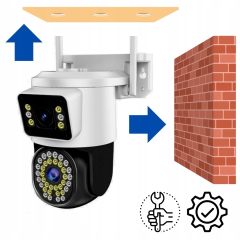 Kamera WiFi 8MP, podwójny obiektyw, obrotowa, IP66, zdalne sterowanie